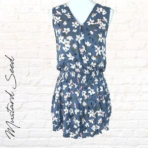 Mustard Seed Blue Sleeveless Surplice Mini Dress with smocked waist Size Small